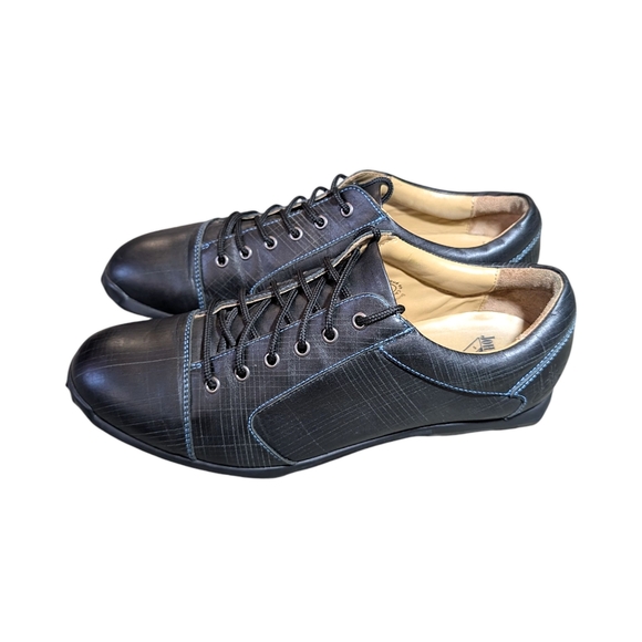 John Fluevog Black and Gray Oxfords - Picture 1 of 4